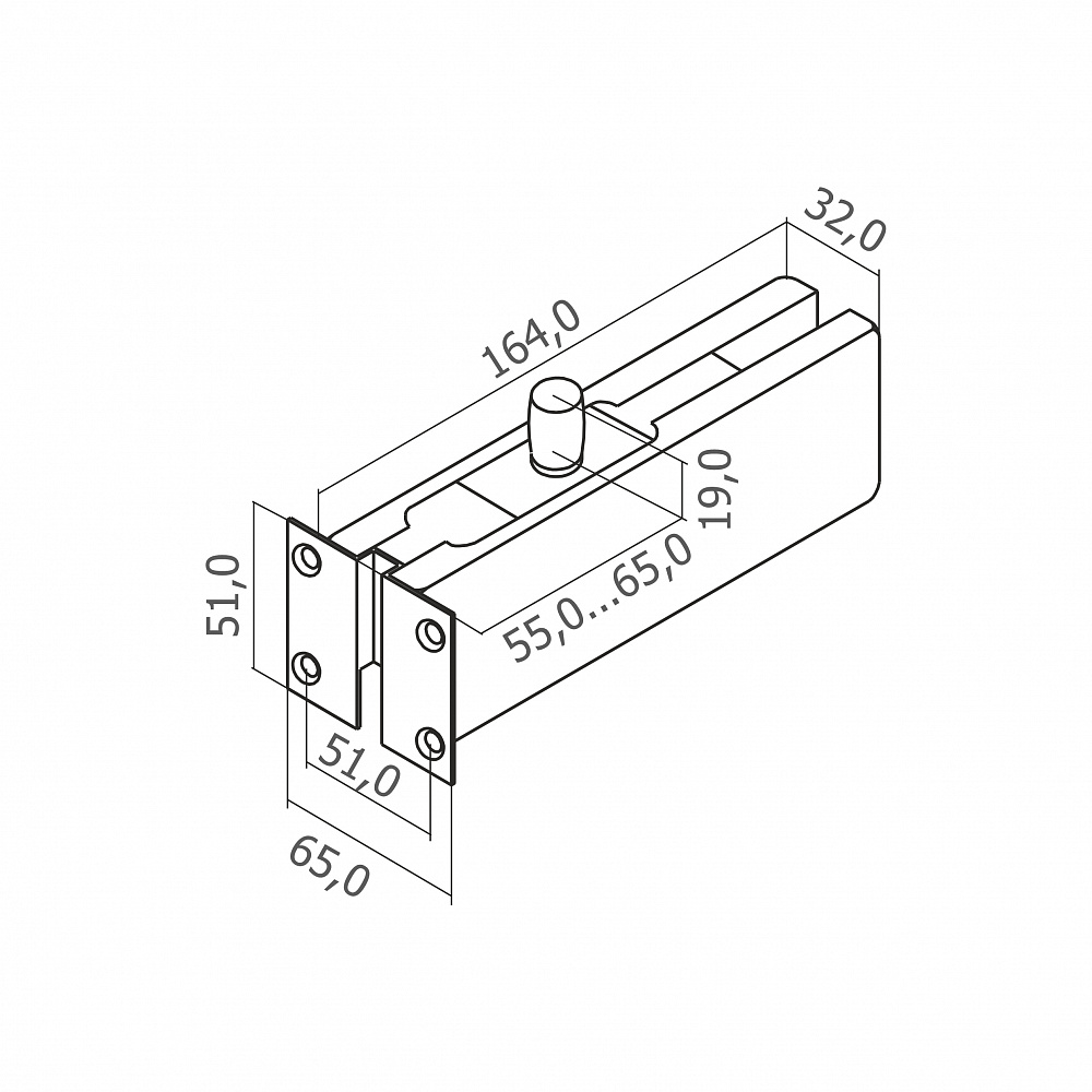 Фитинг на фрамугу с осью и монтажной пластиной