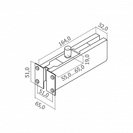Фитинг на фрамугу с осью и монтажной пластиной