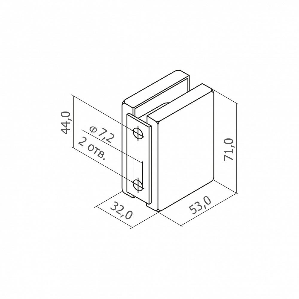 Коннектор стекло-стена с монтажной пластиной