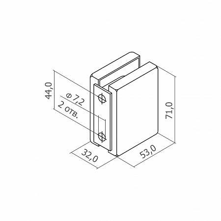 Коннектор стекло-стена с монтажной пластиной