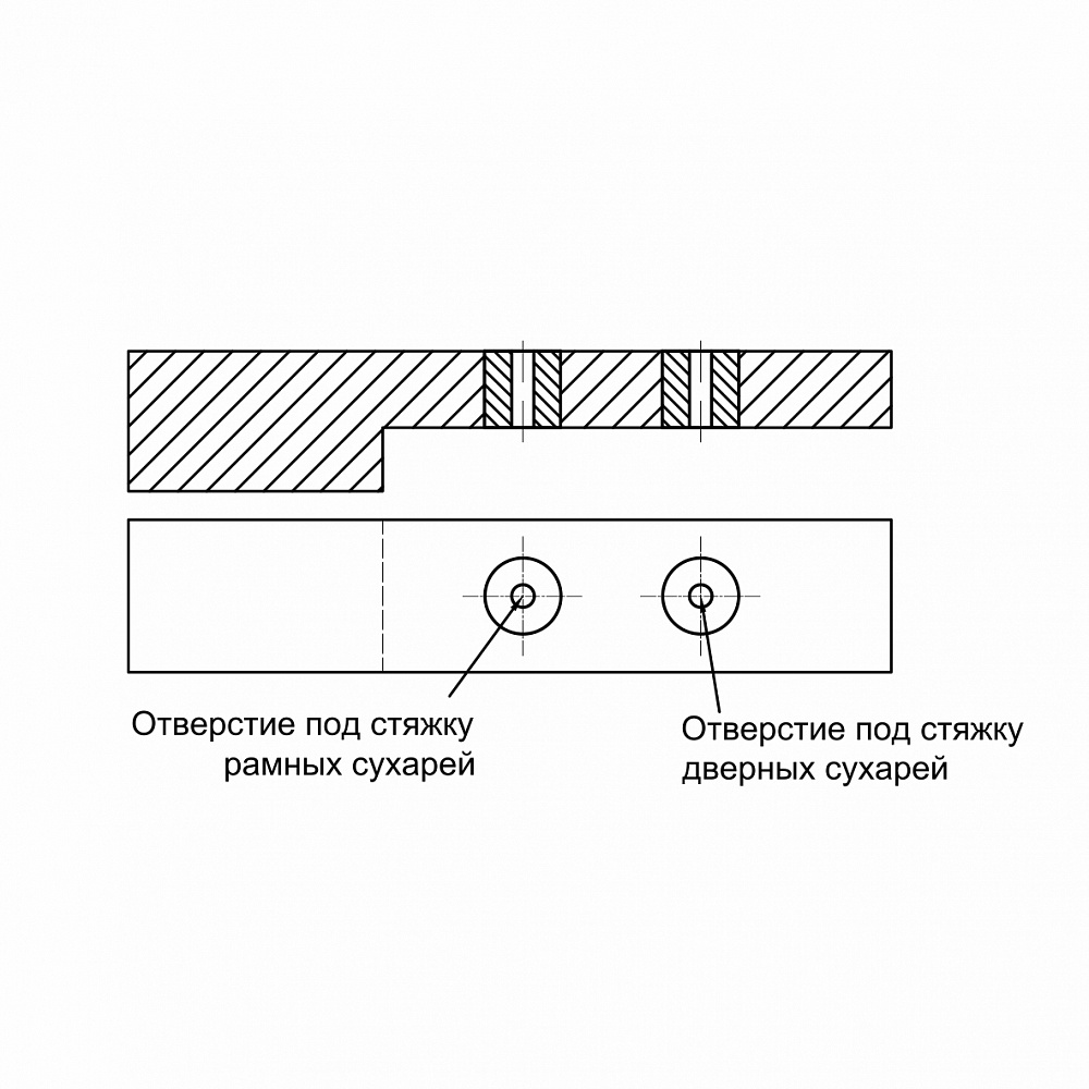 Кондуктор под отверстия стяжки дверных сухарей К-2