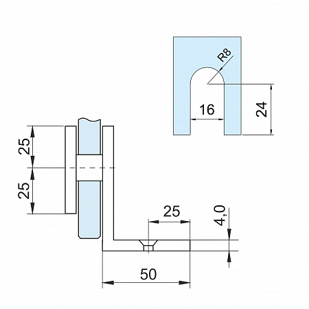 Коннектор стекло-стена 90°