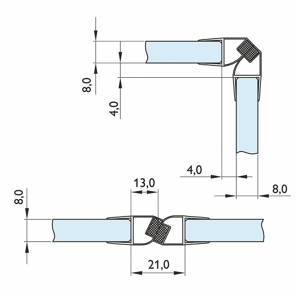Профиль уплотнительный, магнитный, прозрачный. Комплект из двух профилей
