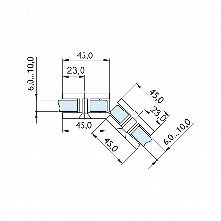 Коннектор стекло-стекло 135°