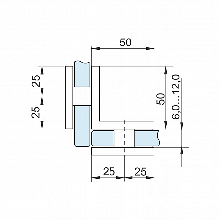 Коннектор стекло-стекло 90°